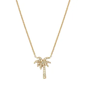 14K YELLOW GOLD AND DIAMOND PALMTREE NECKLACE