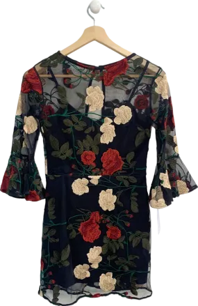 Alesha Dixon Black Floral Embroidered Dress UK 8