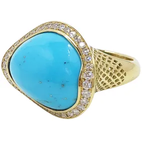 Asymmetric Sleeping Beauty Turquoise Ring