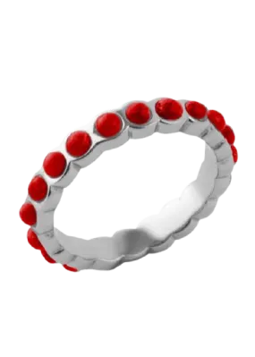 Barse Single Red Howlite Band Stack Ring Silver