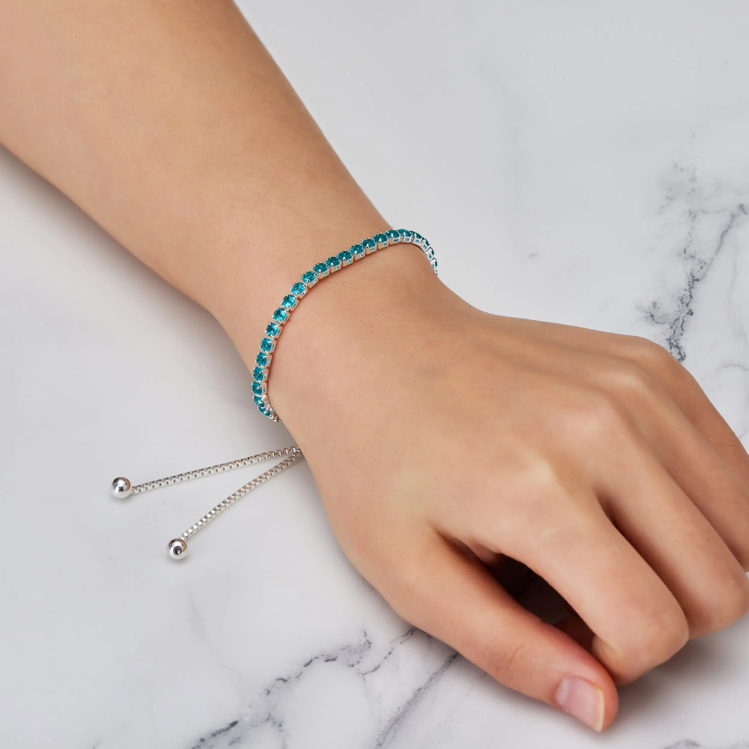 Blue Tennis Friendship Bracelet Created with Zircondia® Crystals