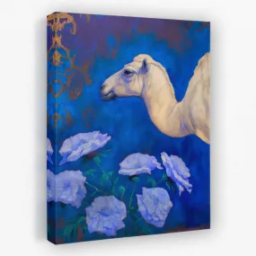 Camel With Blue Flowers