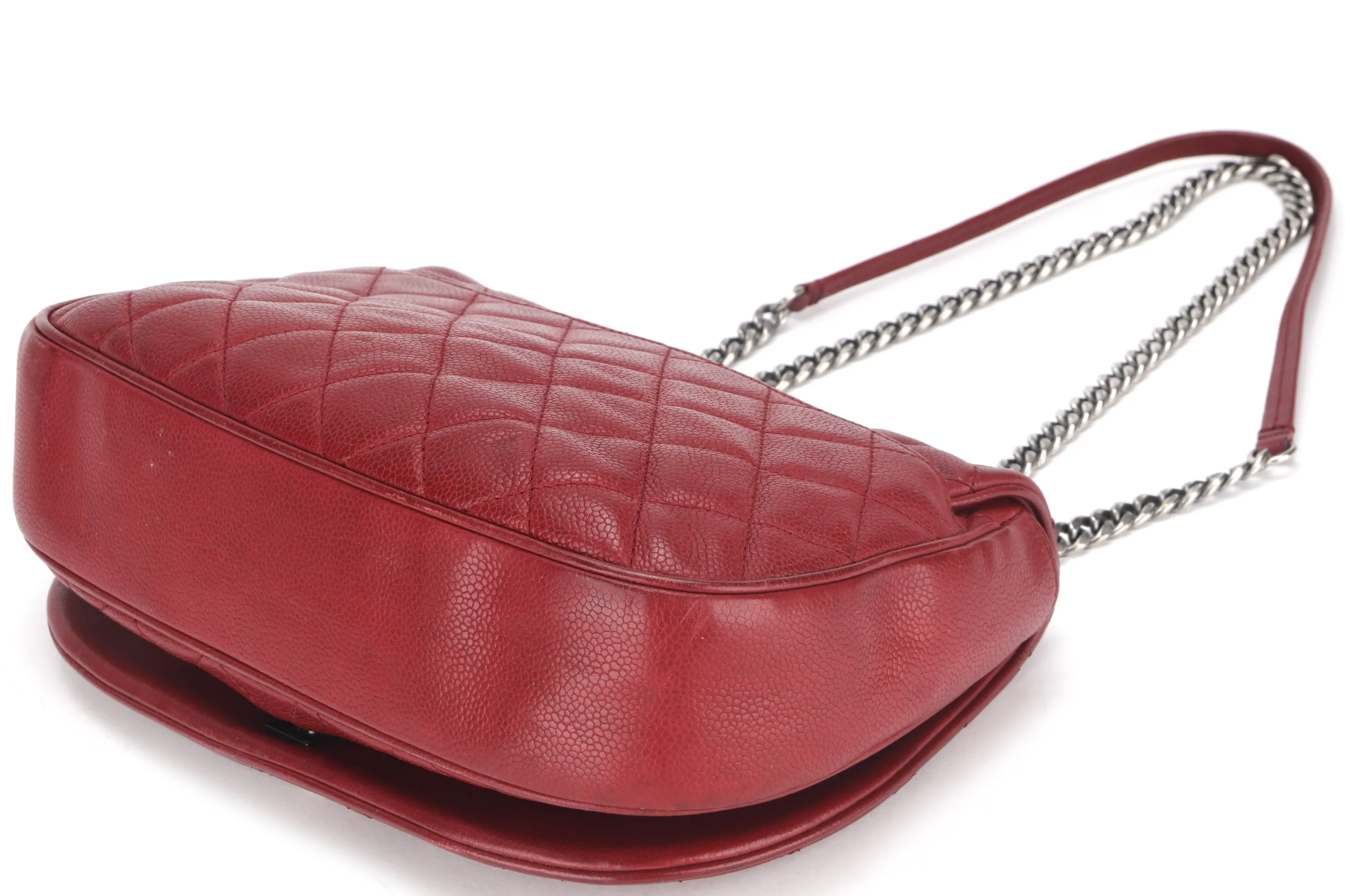 CHANEL POCKET FLAP MESSENGER BAG 26CM (2322xxxx) RED CAVIAR LEATHER GOLD & SILVER HARDWARE, WITH CARD, NO DUST COVER