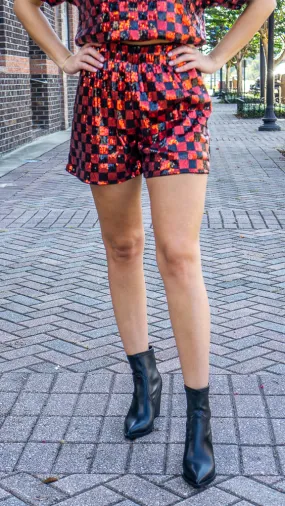 Checkered Sequin Short