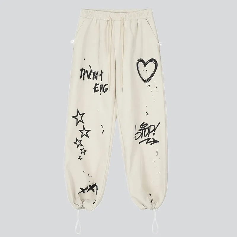 Heart Star Letter Graffiti Pants