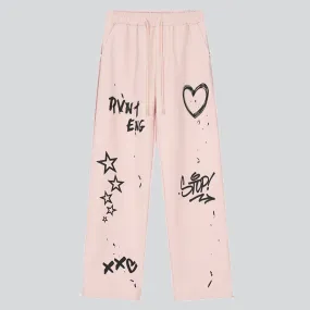 Heart Star Letter Graffiti Pants