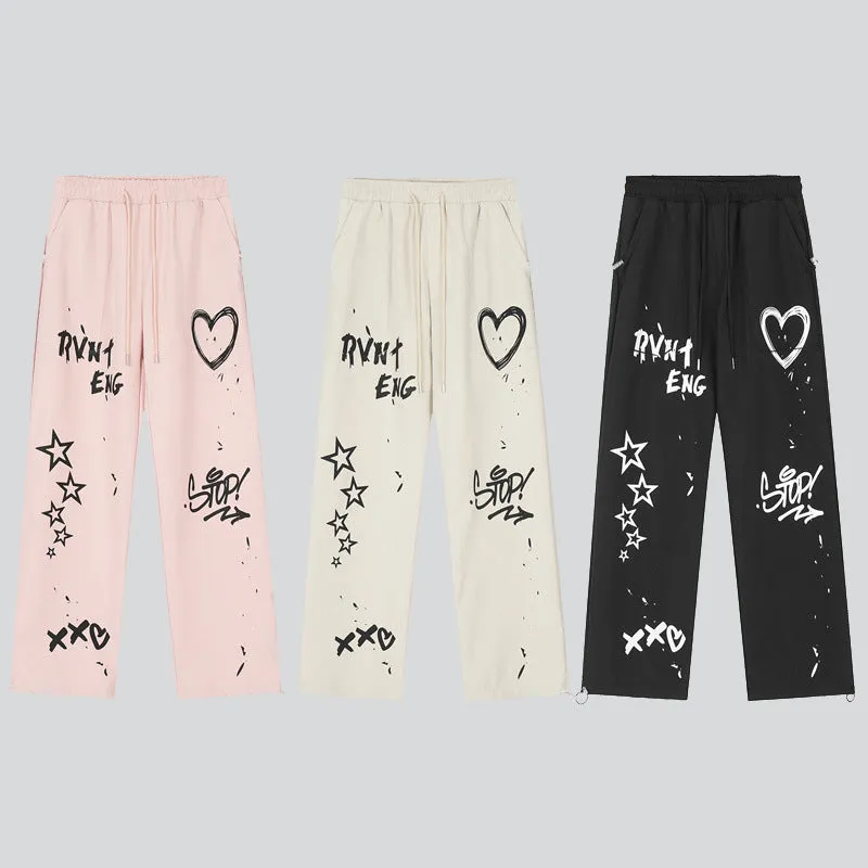 Heart Star Letter Graffiti Pants