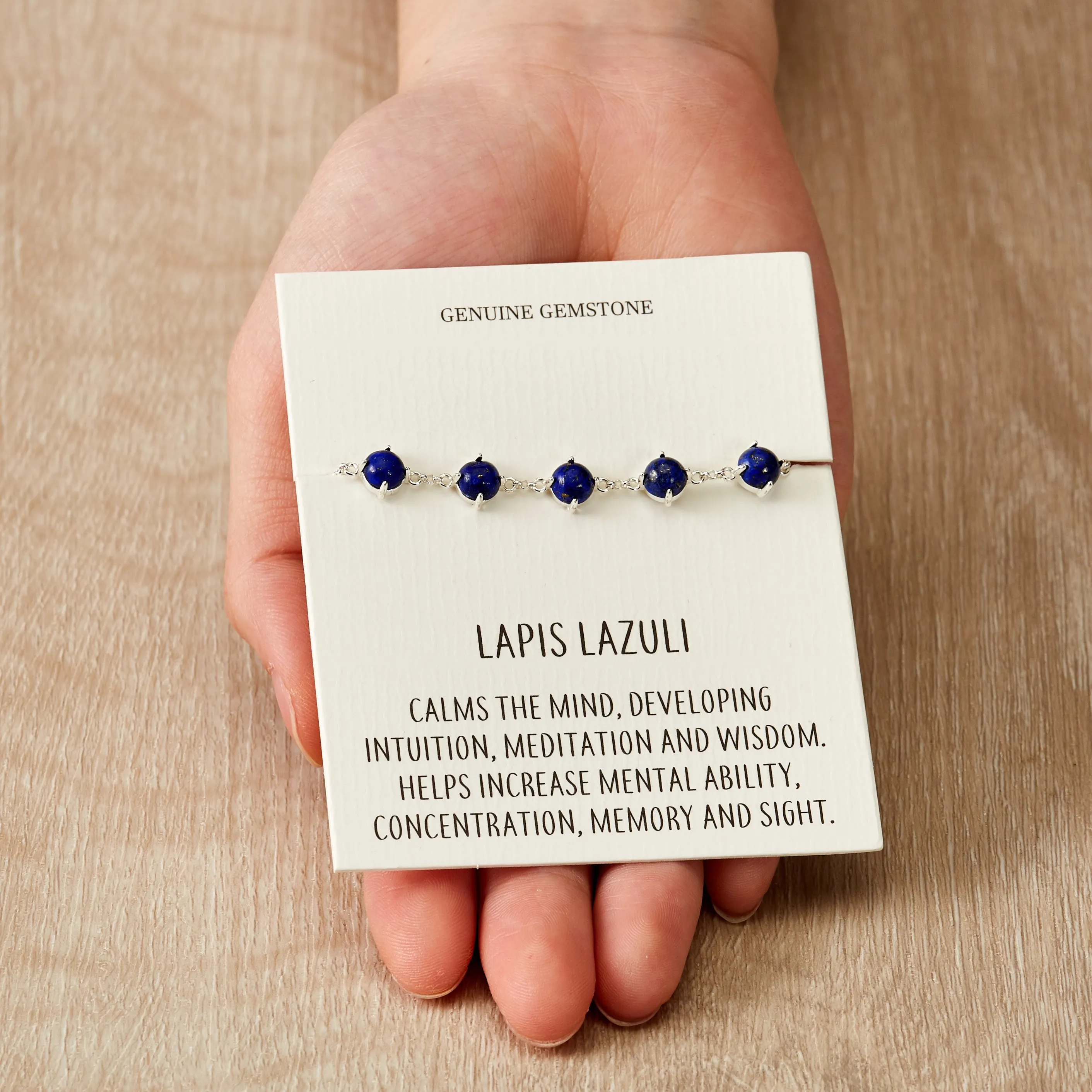 Lapis Lazuli Gemstone Bracelet with Quote Card