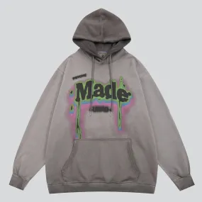 Letter Graffiti Street Hoodies with Pocket