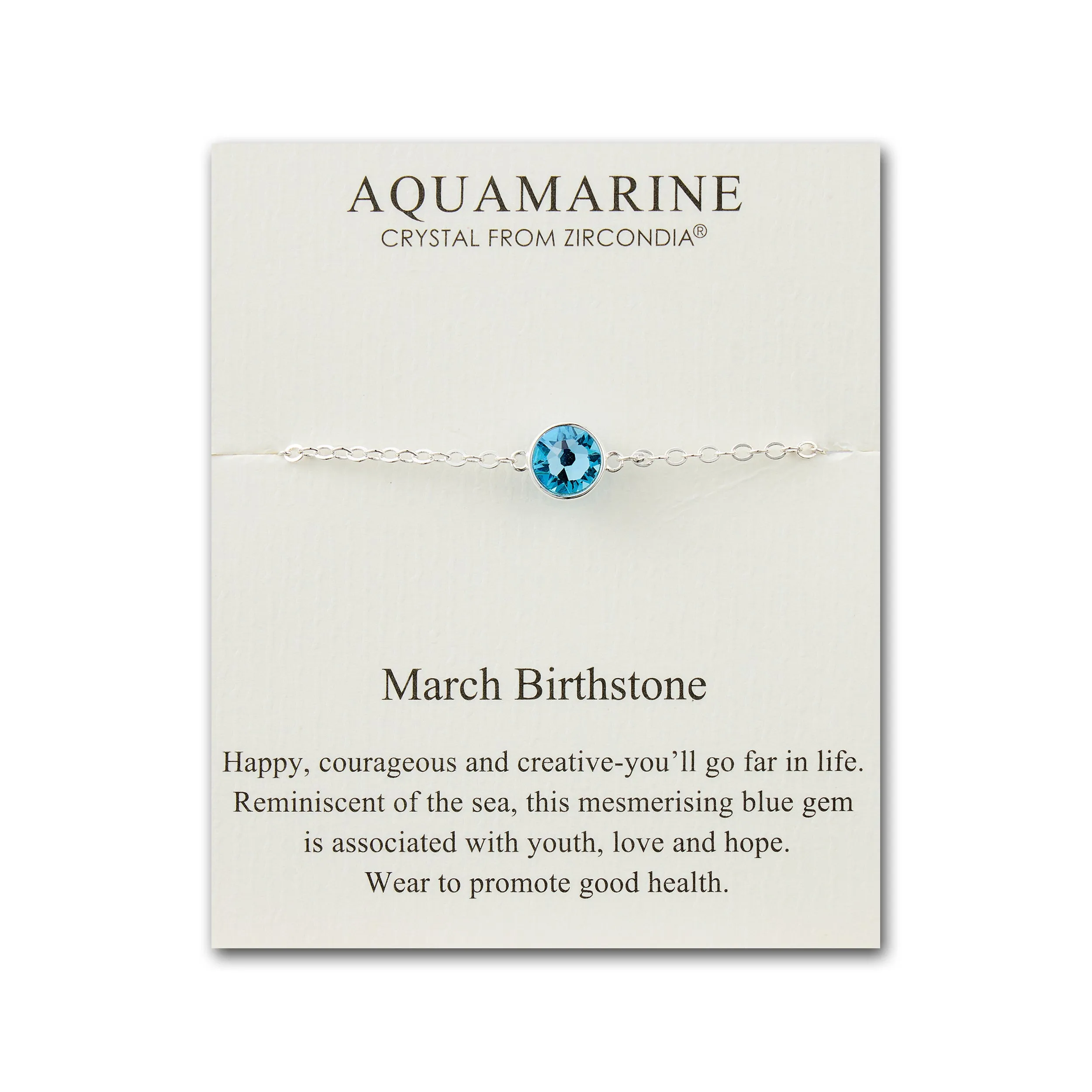 March (Aquamarine) Birthstone Anklet Created with Zircondia® Crystals