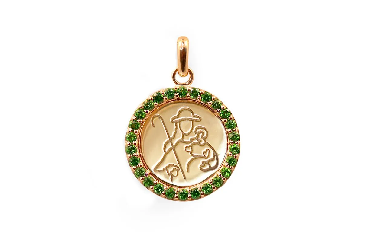 Medal Divine Shepherdes | Divina Pastora Gold & Green Garnets