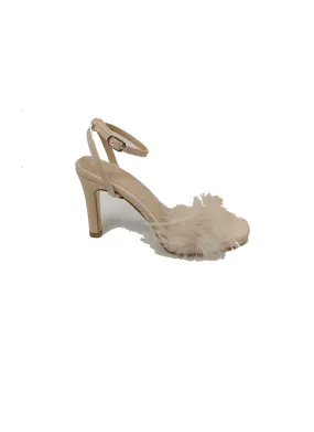 O230066 Satin Fur Heels *Beige