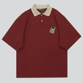 Preppy Look Vegetable Graffiti Polo Shirt