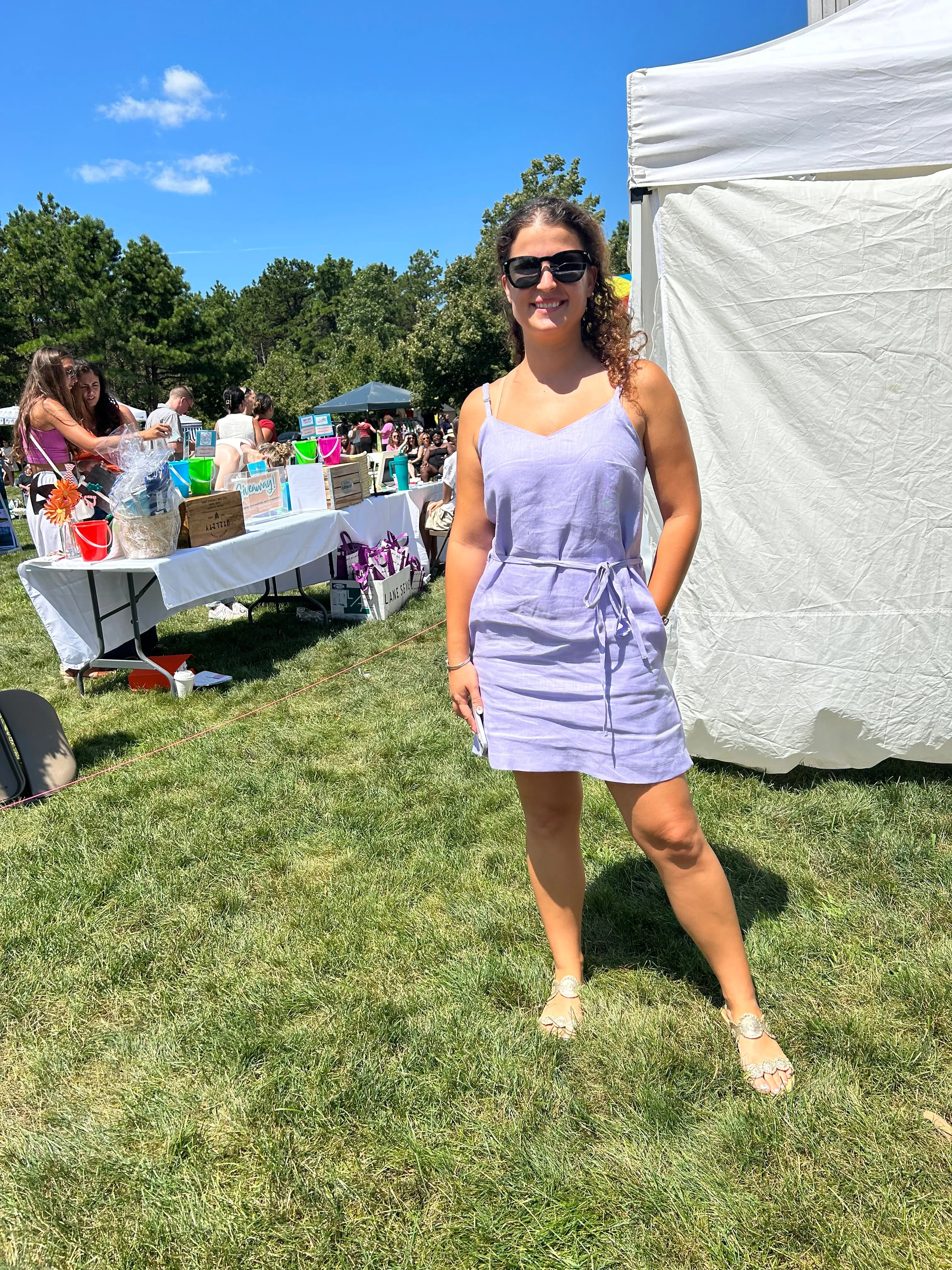 Purple Short Dress with Pockets