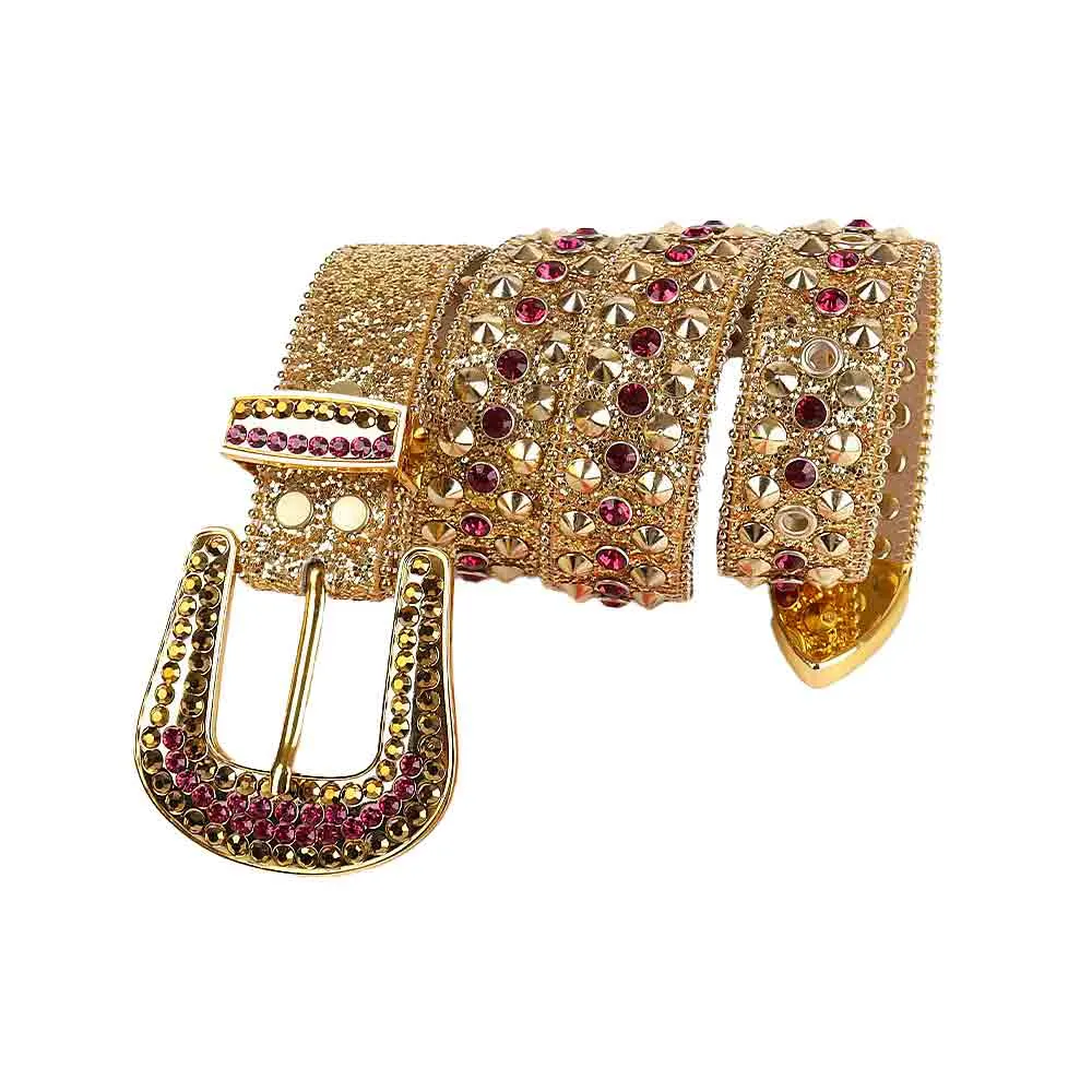 Rhinestone Gold Strap With Purple Studded Belt