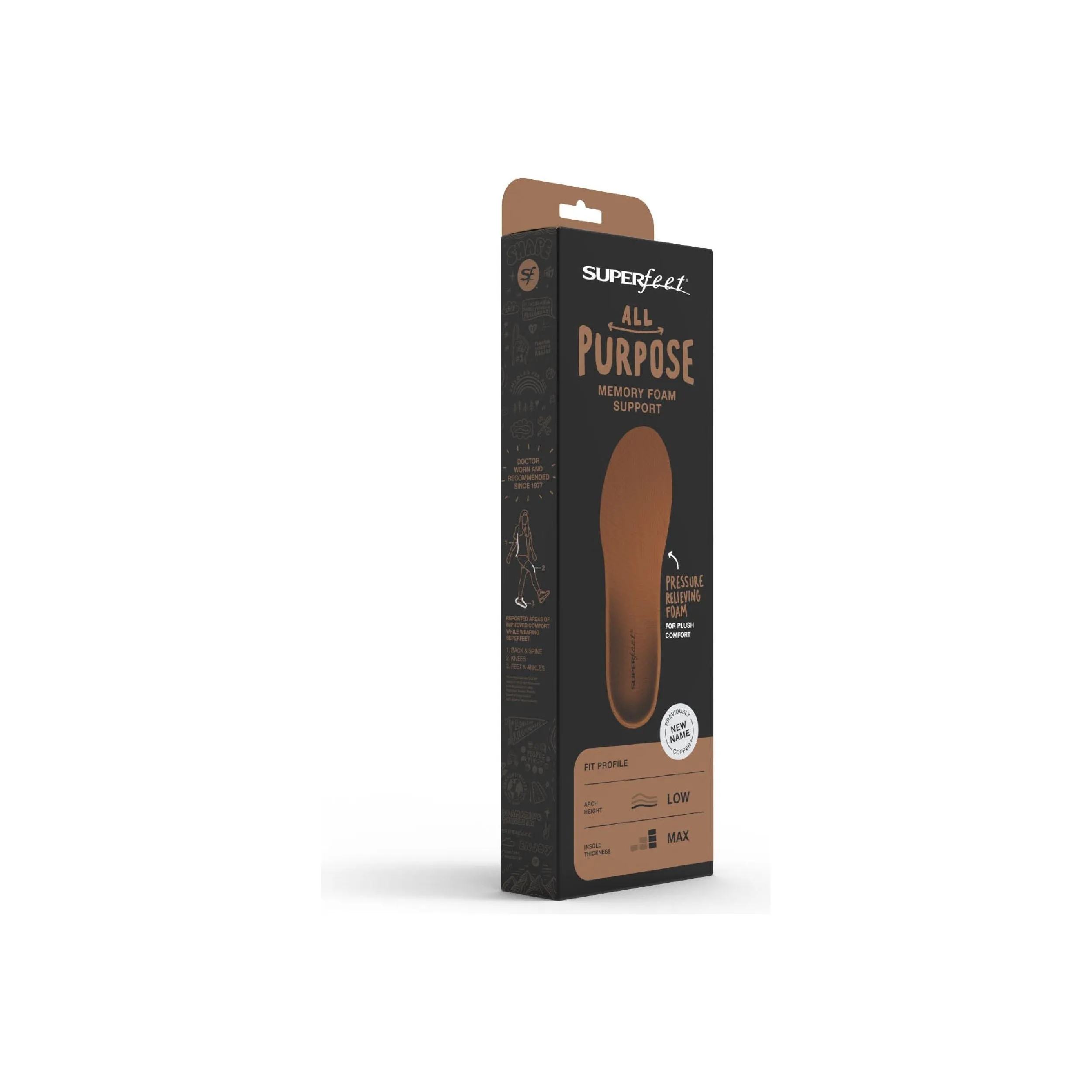 Superfeet Copper All-Purpose Memory Foam Support Insoles