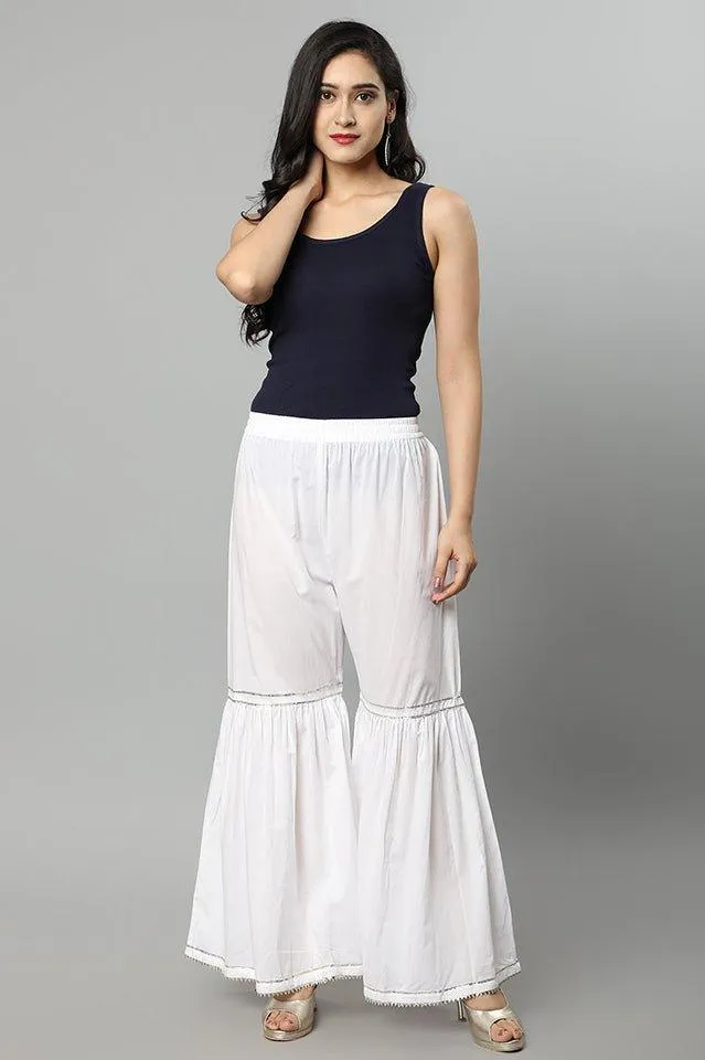 White Cotton Gota Gharara Pants